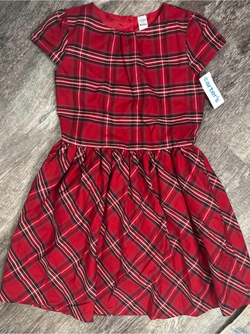 Carter's Red Plaid Short-Sleeve Fit-and-Flare Dress
